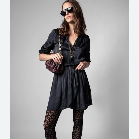 Zadig & Voltaire Black Satin Rinka Dress, Size Small - Picture 1 of 6